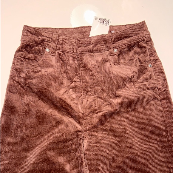 H&M Divided Corduroy Pants Womens 4 Brown Cotton High-Rise Straight Leg - Picture 2 of 9